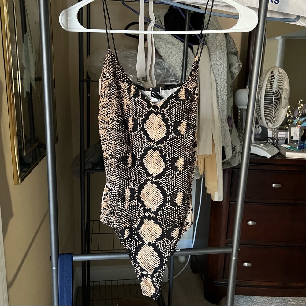 Snakeskin Thong Bodysuit